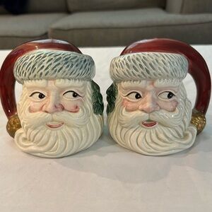 Vintage 1991 Fitz & Floyd OCI Hand Painted Side Eye Santa Salt & Pepper Shakers